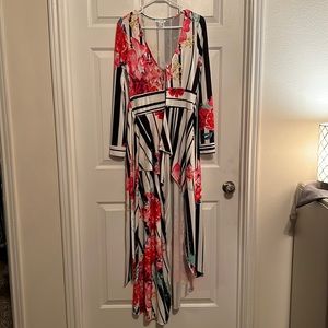 Venus Maxi Top, Black & White Stripe and Floral.